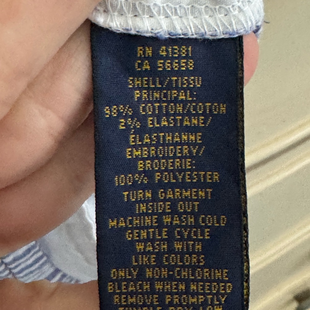 Ralph Lauren Blue and White Striped Polo Shorts seersucker 3” inseam - Picture 7 of 8